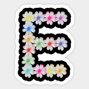 Letter E, flower, cosmos flowers, floral, nature Sticker